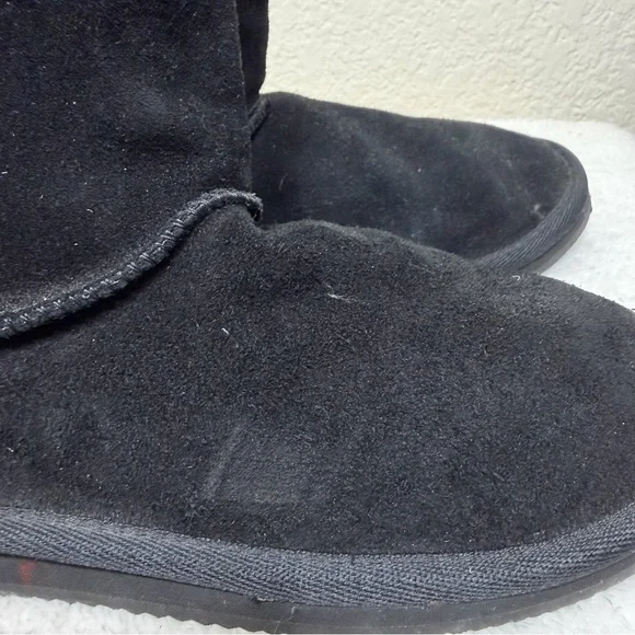 Juicy Couture Black Suede Boots Silver Sequin Juicy back faux fur lined Size 8 - Picture 8 of 12